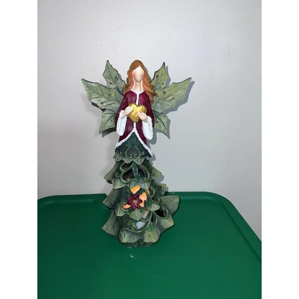 Home Reflections Ceramic HOLIDAY ANGEL Luminary with Flameless Candle 13